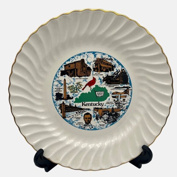 Unbranded Other - Vintage Kentucky Souvenir Collectible Plate Gold Trim Historic Landmarks 9.75”